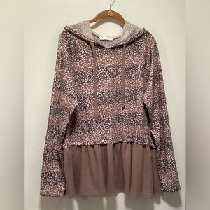 Perfect Peach Leopard Print Hoodie Top